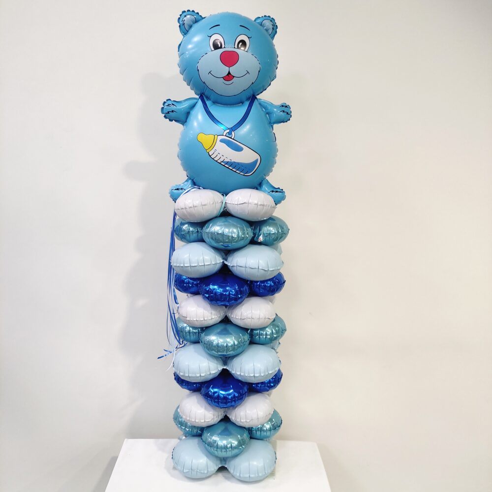 TEDDY BALLOON BALLOON COMPOSITION - BLUE BOTTLE IN A COLUMN