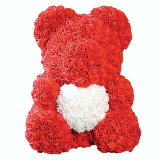 ROSE BEAR RED WITH WHITE HEART 40 cmRED ROSE BEAR 40 WITH A GOOD HEART