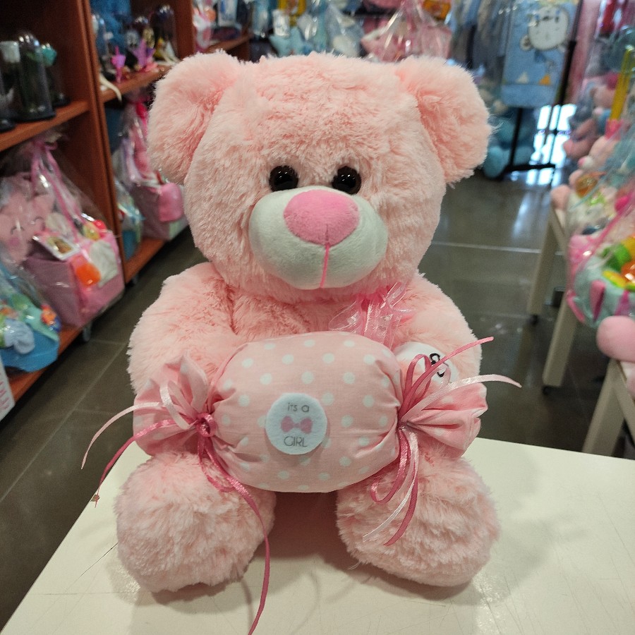 PINK TEDDY BEAR WITH CANDY