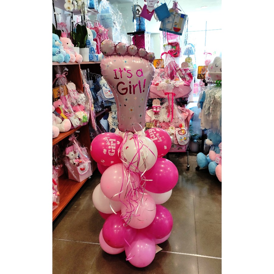 BALLOON SET WITH PINK SHOES FOR NEWBORN GIRL