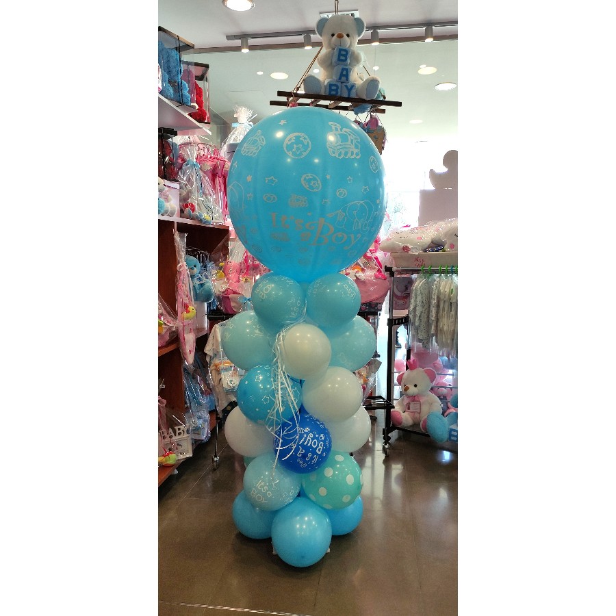BALLOON SET WITH LARGE BALLOON BLUE FOR NEWBORN BOY