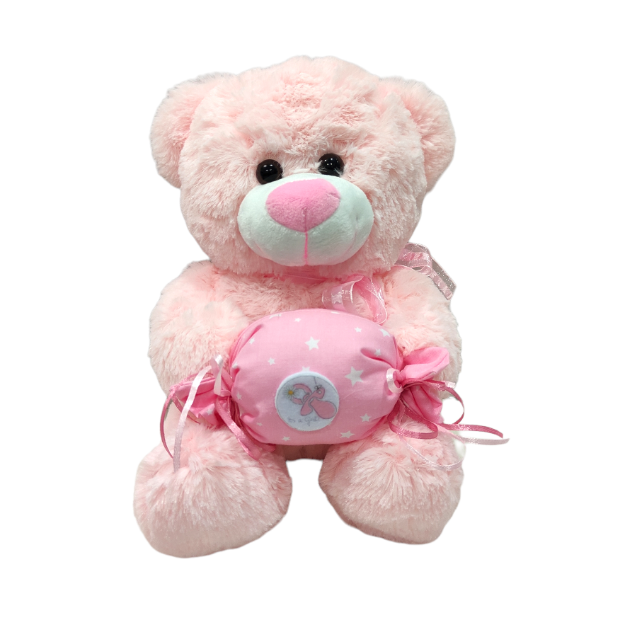 PINK TEDDY BEAR WITH CANDY