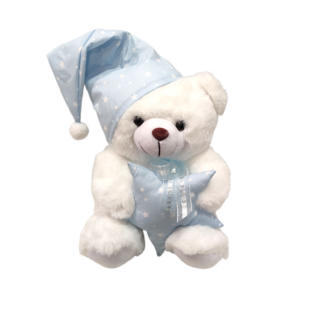 TEDDY BEAR WHITE WITH BLUE STAR FOR NEWBORN BOYWHITE TEDDY BEAR WITH BLUE STAR 25