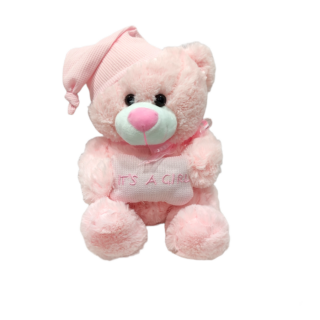 PINK TEDDY BEAR WITH PILLOW FOR NEWBORN GIRLPINK TEDDY BEAR WITH PILLOW