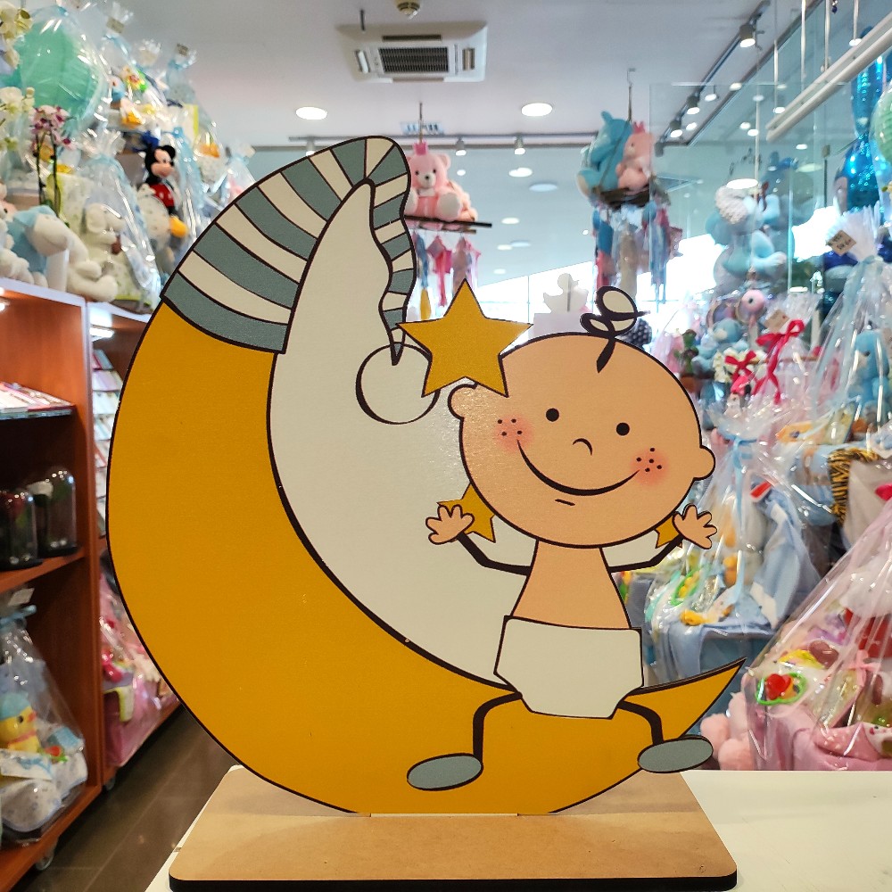 DECORATIVE ITEM MOON WITH BABY FOR NEWBORN BOY - D1