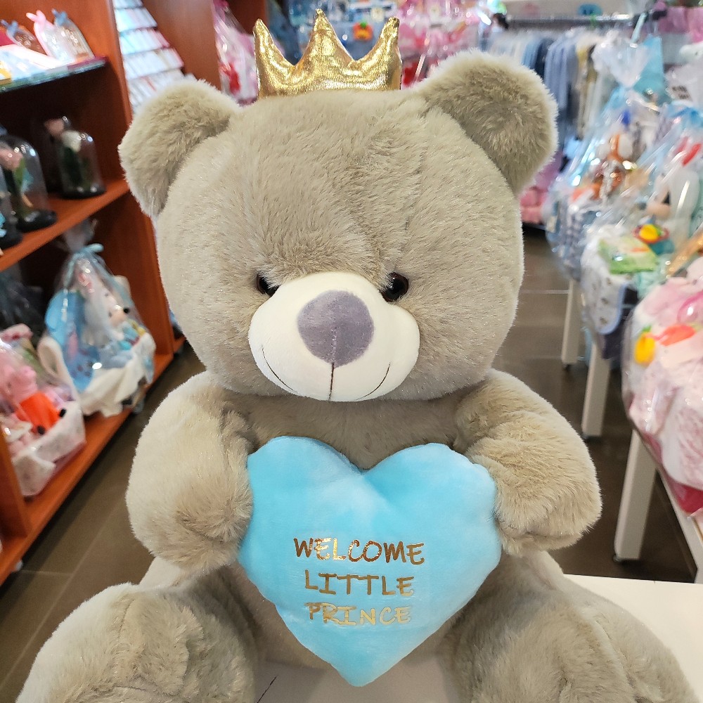 GRAY PRINCE WITH CROWN AND HEART FOR NEWBORN BOY