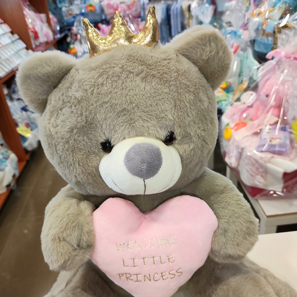 GRAY PRINCESS WITH CROWN AND HEART FOR NEWBORN GIRL