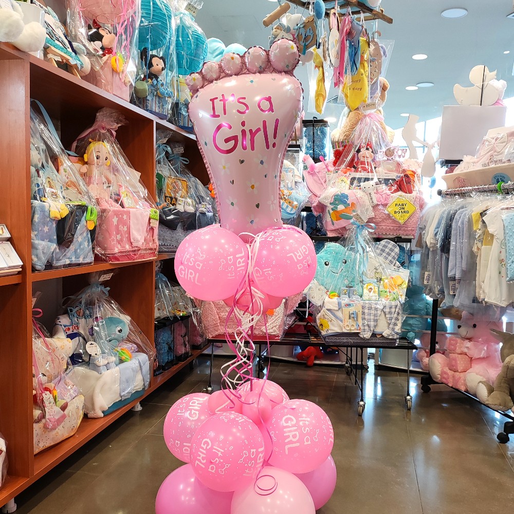 COMPOSITION OF BALLOONS WITH FOOT PINK