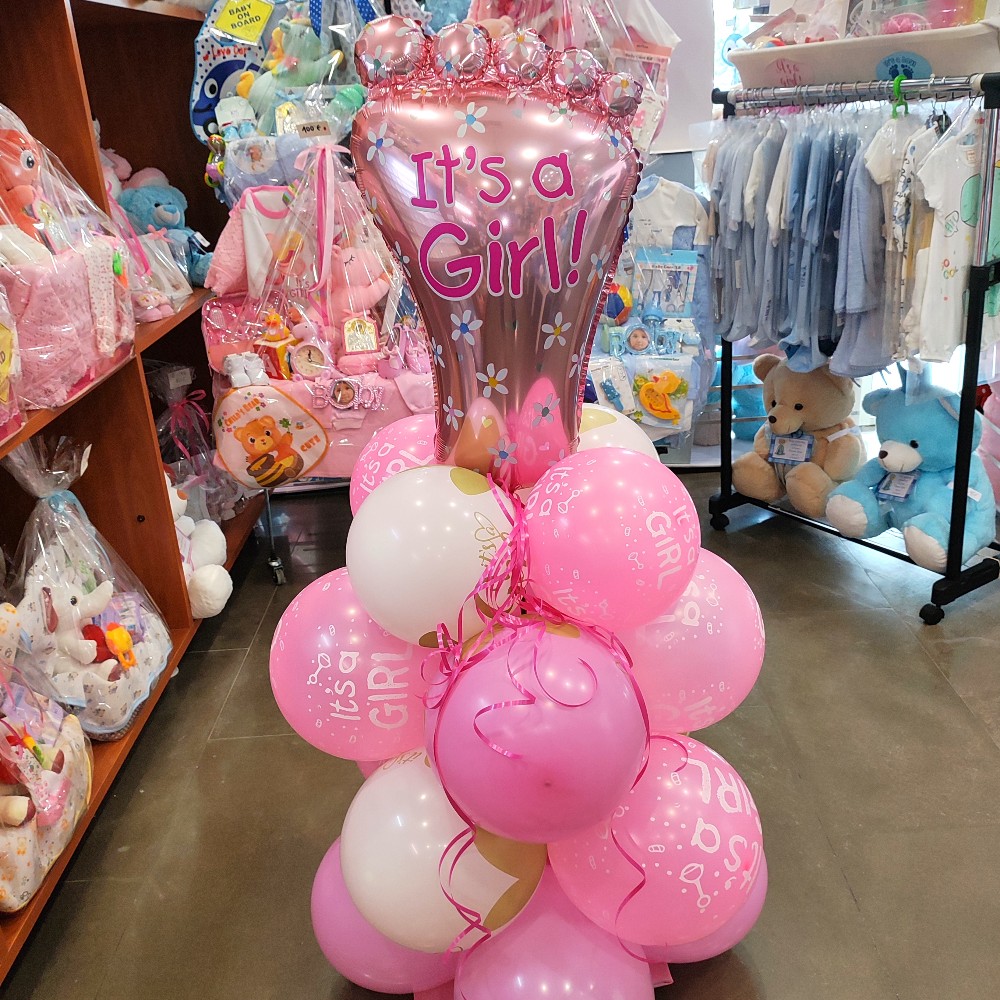 COMPOSITION OF BALLOONS WITH FOOT PINK